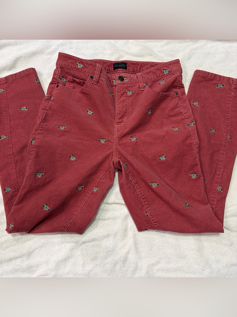 Talbots Mallard Duck Embroidered Corduroy Jeans